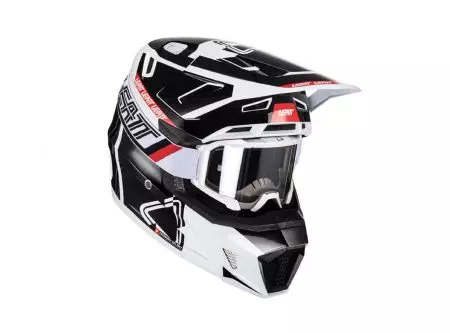 Capacete de motociclismo Leatt Moto 7.5 V24 cross enduro + kit de óculos Velocity 4.5 preto branco vermelho M-1