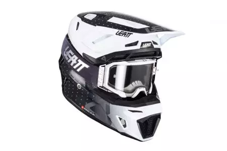 Capacete de motociclismo Leatt Moto 8.5 V24 cross enduro + kit de óculos Velocity 5.5 preto branco L - 1024060103