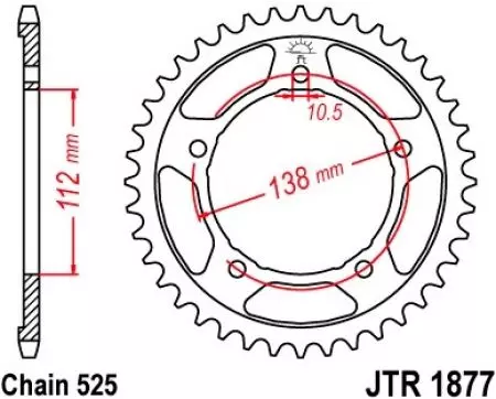Roda dentada traseira JT JTR1877.47, 47z tamanho 525-2