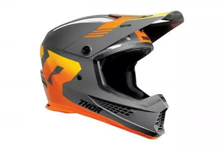 Kask motocyklowy cross enduro Thor Sector 2 Carve Helmet szary pomarańczowy L-1