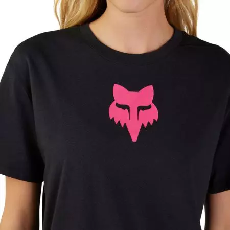 Fox Lady Head T-Shirt Black Pink XS-3