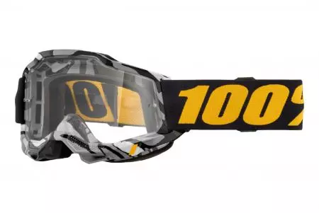 Gogle motocyklowe 100% Procent model Accuri 2 czarny szary żółty szybka przeźroczysta-1