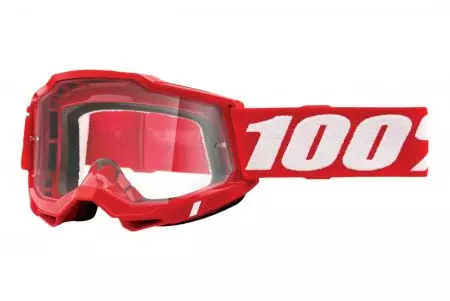 Gogle motocyklowe 100% Procent model Accuri 2 czerwony szybka przeźroczysta-1