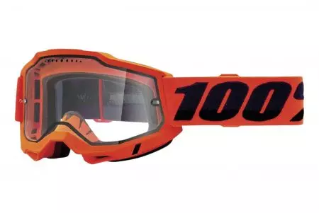 Gogle motocyklowe 100% Procent model Accuri 2 Enduro pomarańczowy czarny szybka przeźroczysta podwójna-1