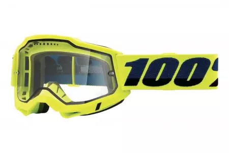 Gogle motocyklowe 100% Procent model Accuri 2 Enduro żółty fluo szybka podwójna przeźroczysta-1