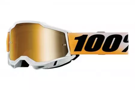 Gogle motocyklowe 100% Procent model Accuri 2 Shiv biały czarny żółty szybka złote lustro-1