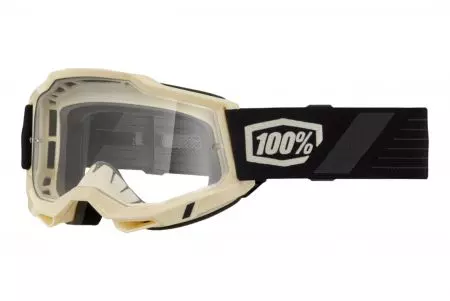 Gogle motocyklowe 100% Procent model Accuri 2 Waystar beżowy czarny szybka przeźroczysta-1