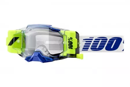 Óculos de proteção para motociclistas 100% Percentagem modelo Armega Forecast Roll-Off azul branco amarelo fluo-1
