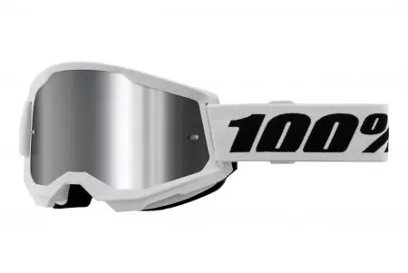 Óculos de proteção para motociclistas 100% Percentagem modelo Strata 2 vidro branco espelho prateado-1