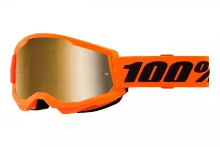 Óculos de proteção para motociclistas 100% Percentagem modelo Strata 2 Neon laranja vidro espelho dourado-1