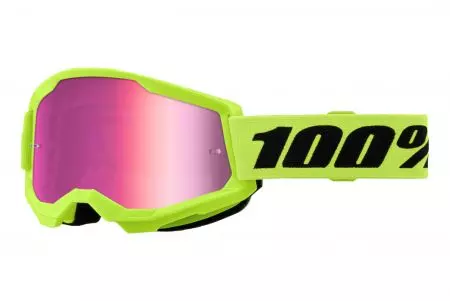 Óculos de proteção para motociclistas 100% Percentagem modelo Strata 2 Neon amarelo fluo vidro vermelho espelho-1
