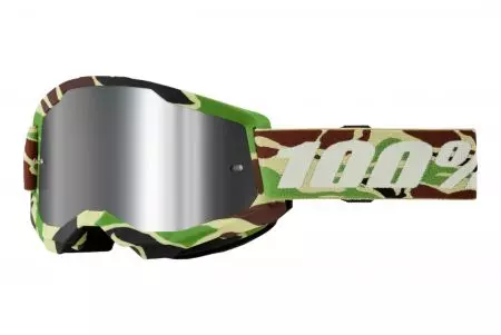 Óculos de proteção para motociclistas 100% Percentagem modelo Strata 2 War Camo vidro espelho prateado-1