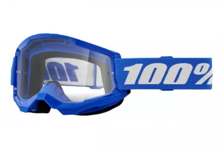 Óculos de proteção para motociclistas 100% Percentagem modelo Strata 2 Juventude azul branco vidro transparente-1