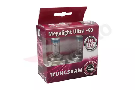 Glödlampa 12V H4 60/55W P43 Tungsram Megalight Ultra + 90% 2st-2