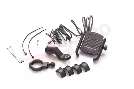 Support de téléphone pour motocyclette avec connecteur R9 metalic USB QC-2