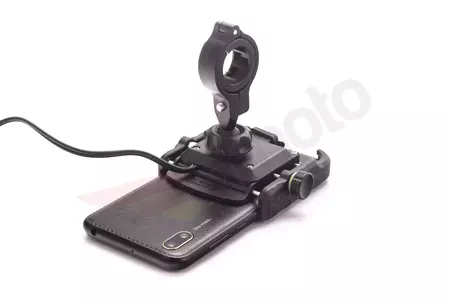 Motorcykel telefonhållare med laddare R9 metall USB QC-6