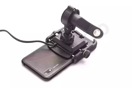 Motorcykel telefonhållare med laddare R9 metall USB QC-7