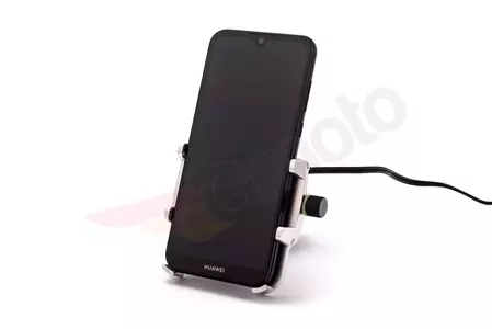 Uchwyt motocyklowy na telefon z ładowarką R10 metal USB QC-4