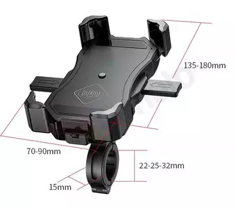 Support de téléphone pour motocyclette avec connecteur sans fil R13W Wireless USB QC - 2in1-7