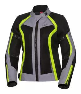 IXS Andorra Lady Air ženska tekstilna motoristička jakna, crna i siva fluo DL-1