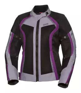 IXS Andorra Lady Air chaqueta textil de moto para mujer negro-gris-morado DL-1