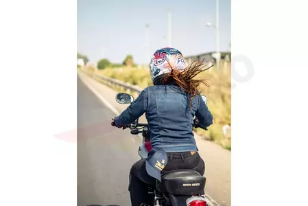 Broger Florida Lady Tvättad blå DXS Motorcykeljacka i jeanstyg för kvinnor-6