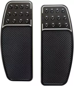 Accutronix Apoios para os pés do condutor indianos originais perfurados preto/prata
