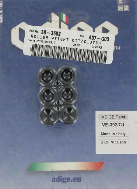 Rouleaux de variateur Adige 16x13 mm 6.5g carbone-2