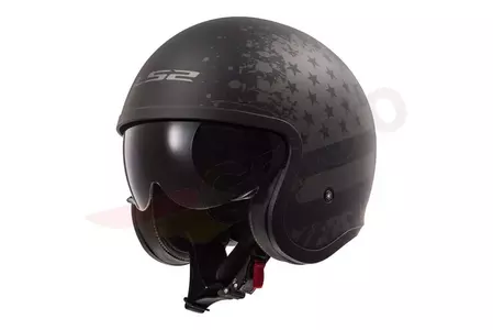 LS2 OF599 SPITFIRE MATT BLACK FLAG XS capacete aberto para motociclistas-1