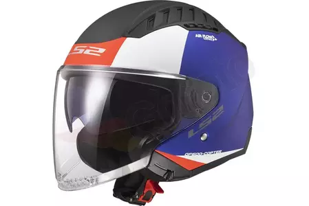 LS2 OF600 COPTER URBANO MATT AZUL VERMELHO L capacete aberto para motociclistas-1