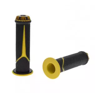 Handvatten - stuurrubber 22 mm zwart/geel Hebe