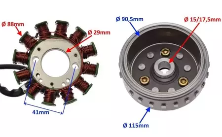 Vela de ignição do estator + roda do magneto Junak 904-4