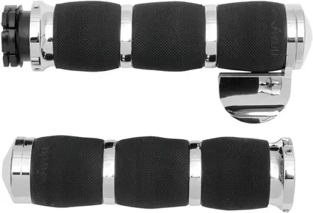 Punhos de volante cromados Avon MT Air Cushion de 25,4 mm com controlo de velocidade de cruzeiro - MT-AIR-90-CH-B