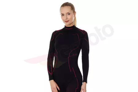 Bluză termică cu mâneci lungi Brubeck Cooler pentru femei cu mânecă lungă pentru motociclete negru/amarant M - P1BRU-MOTG-LS1435W-44XXXXXXX-25-M