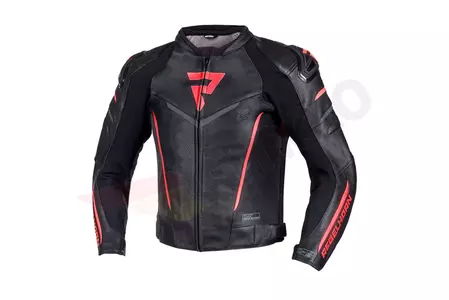 Rebelhorn Fighter chaqueta de moto de cuero negro y rojo fluo 44-1