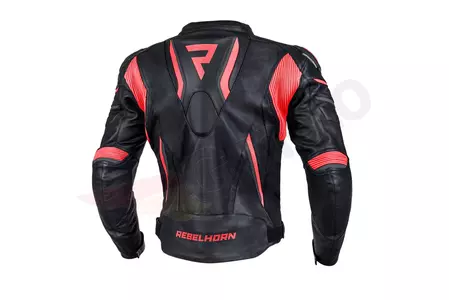 Rebelhorn Fighter chaqueta de moto de cuero negro y rojo fluo 52-2