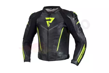 Rebelhorn Fighter giacca da moto in pelle nera e gialla fluo 44-1
