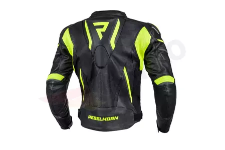 Rebelhorn Fighter chaqueta de moto de cuero negro y amarillo fluo 48-2