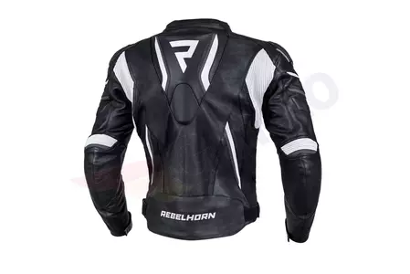 Rebelhorn Fighter giacca da moto in pelle bianca e nera 48-2