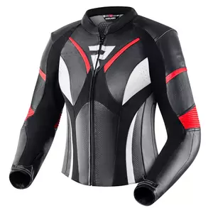 Rebelhorn jachetă de motocicletă din piele pentru femei Rebel Lady negru, alb și roșu fluo D34-1