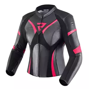 Rebelhorn chaqueta de moto de cuero de las mujeres Rebel Lady negro / rosa D42-1