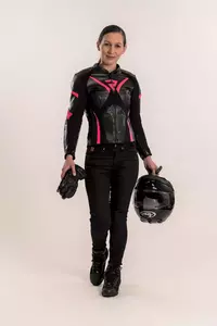 Rebelhorn chaqueta de moto de cuero de las mujeres Rebel Lady negro / rosa D44-5