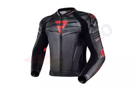Casaco de motociclista em pele Rebelhorn Vandal preto e vermelho fluo 48-1