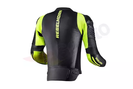Rebelhorn Vandal jachetă de motocicletă din piele neagră și galben fluo 44-2