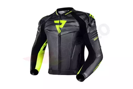 Rebelhorn Vandal chaqueta de moto de cuero negro y amarillo fluo 52-1