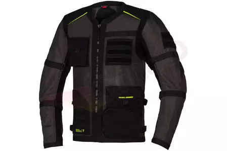 Rebelhorn Brutale grigio scuro-nero giallo fluo 4XL giacca da moto in tessuto-1