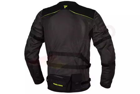 Rebelhorn Brutale tekstilna motoristička jakna, tamno siva, crna i žuta fluo 4XL-2