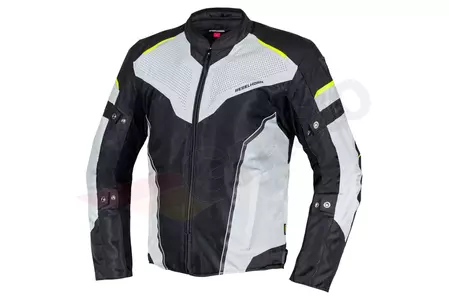 Rebelhorn Hiflow IV giacca da moto in tessuto nero/argento/giallo fluo 3XL-1