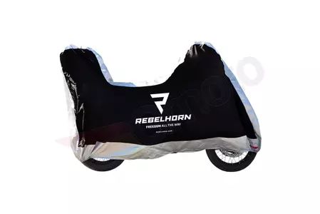 Cubre moto Rebelhorn Cover II con maletero negro y plata M-1