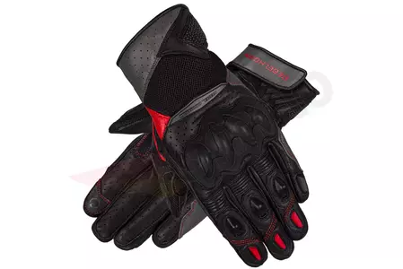 Rękawice motocyklowe skórzane damskie Rebelhorn Flux II Lady czarno-czerwone fluo DXS-1